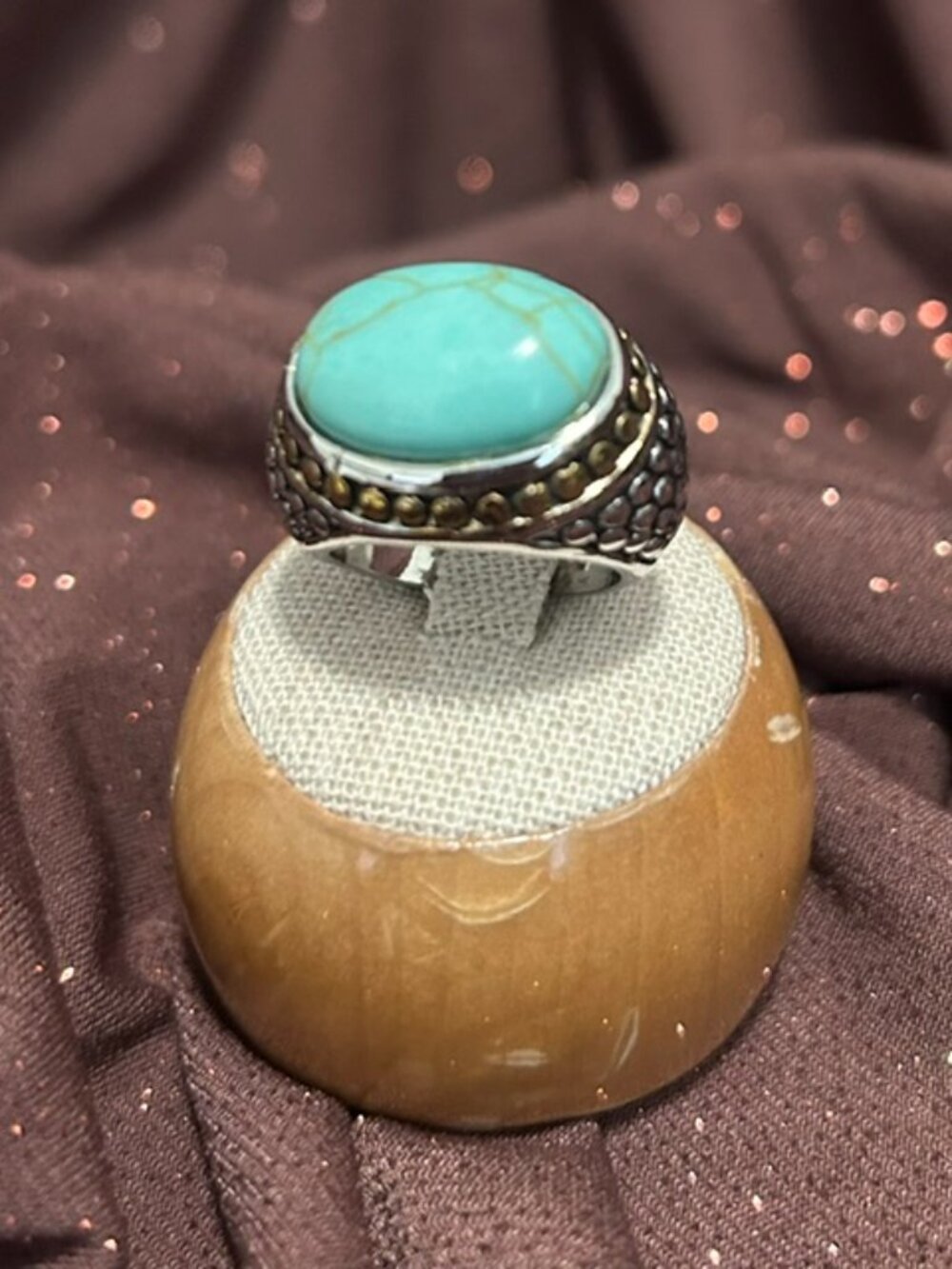 Beautiful Green Turquoise Oval Ring - Size 7